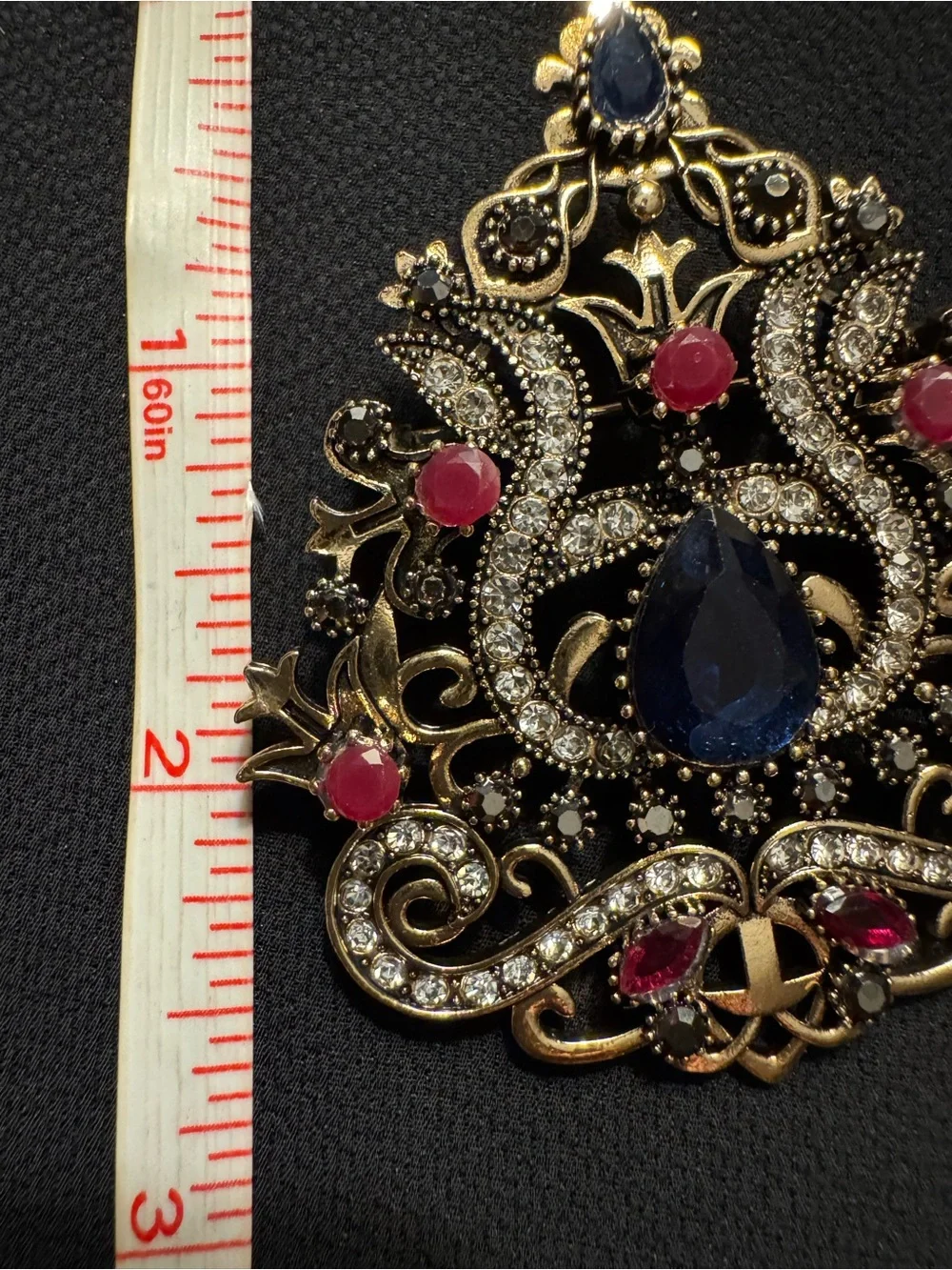 Large Gothic Revival Gold Tone Brooch